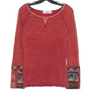 Top Boho Thermal Contrast Cuff Southwestern Aztec Hippie Festival Rustic Large